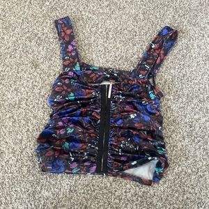 free people velvet black floral top